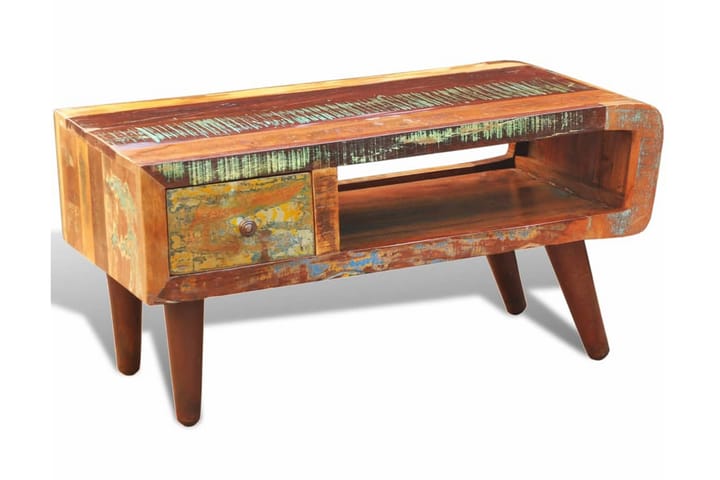Soffbord med böjd kant 1 låda återvunnet trä - Brun - Möbler - Vardagsrum - Soffbord & vardagsrumsbord - Soffbord