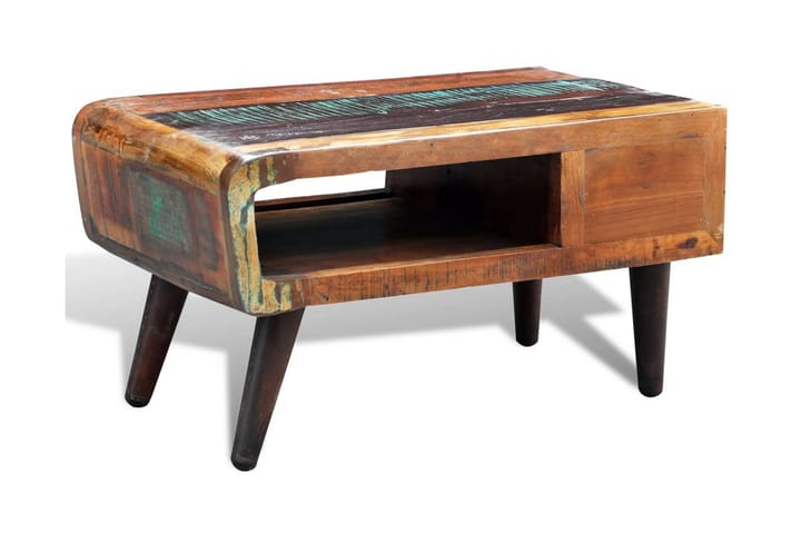 Soffbord med böjd kant 1 låda återvunnet trä - Brun - Möbler - Vardagsrum - Soffbord & vardagsrumsbord - Soffbord