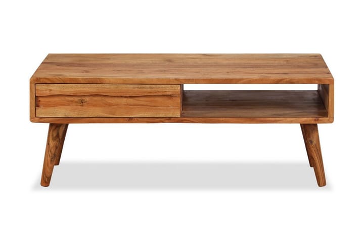 Soffbord med snidad låda massivt trä 100x50x40 cm