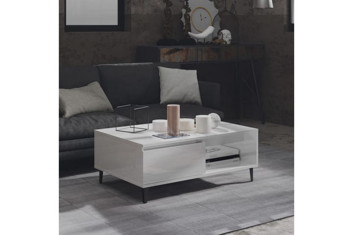 Soffbord vit högglans 90x60x35 cm spånskiva - Vit - Möbler - Vardagsrum - Soffbord & vardagsrumsbord - Soffbord