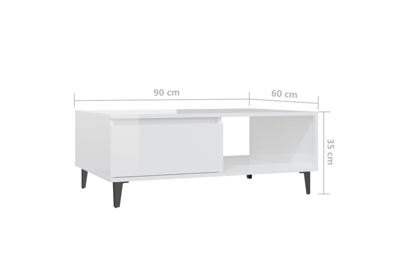 Soffbord vit högglans 90x60x35 cm spånskiva - Vit - Möbler - Vardagsrum - Soffbord & vardagsrumsbord - Soffbord