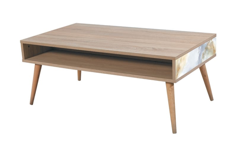 STENBYN Soffbord 110 cm m Förvaring Hylla Marmormönster Natu - Möbler - Vardagsrum - Soffbord & vardagsrumsbord - Soffbord
