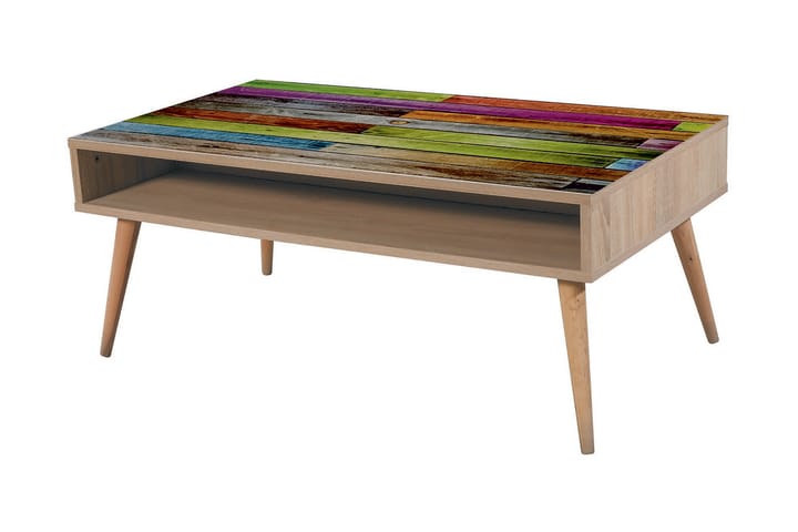 STENBYN Soffbord 110 cm med Förvaring Hylla Natur/Flerfärgad
