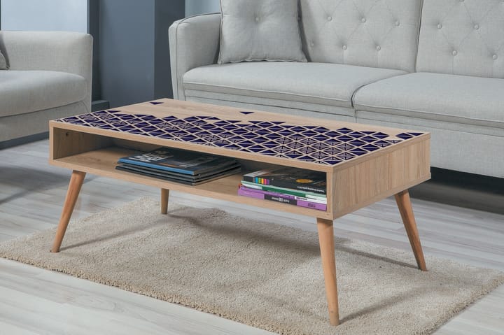 STENBYN Soffbord 110 cm med Förvaring Hylla Trianglar Natur/ - Möbler - Vardagsrum - Soffbord & vardagsrumsbord - Soffbord