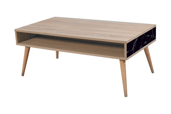 STENBYN Soffbord 110cm Förvaring Hylla Marmormönster Natur/S - Brun/Svart/Ek - Möbler - Vardagsrum - Soffbord & vardagsrumsbord - Soffbord