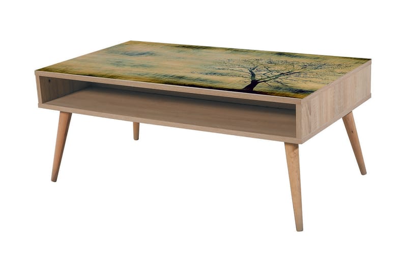 STENBYN Soffbord 110cm Förvaring Trädmönster Natur/Grön/Svar - Möbler - Vardagsrum - Soffbord & vardagsrumsbord - Soffbord