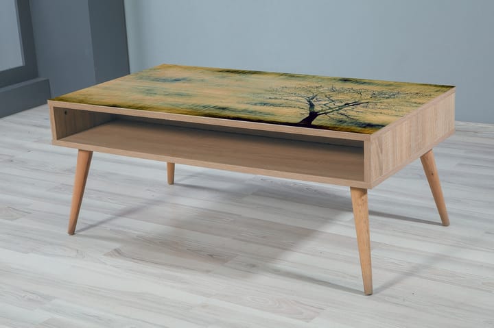 STENBYN Soffbord 110cm Förvaring Trädmönster Natur/Grön/Svar - Möbler - Vardagsrum - Soffbord & vardagsrumsbord - Soffbord