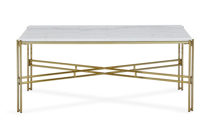 SUMAYA Soffbord 110 cm Marmor/Vit/Mässing - Möbler - Vardagsrum - Soffbord & vardagsrumsbord - Soffbord