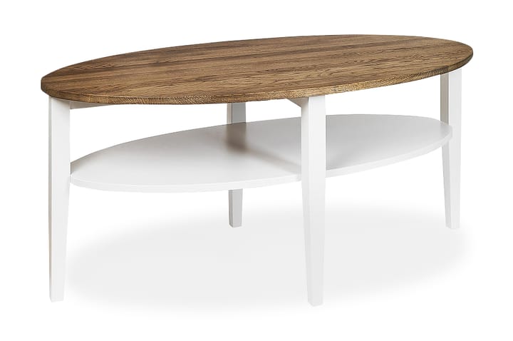TAMPA Soffbord 120 cm Ovalt med Förvaring Hylla Ek/Vit - Möbler - Vardagsrum - Soffbord & vardagsrumsbord - Soffbord