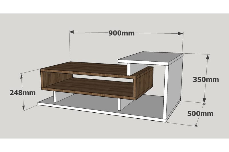 TARAQ Soffbord 90 cm Vit/Valnötsbrun - Vit/Valnöt - Möbler - Vardagsrum - Soffbord & vardagsrumsbord - Soffbord