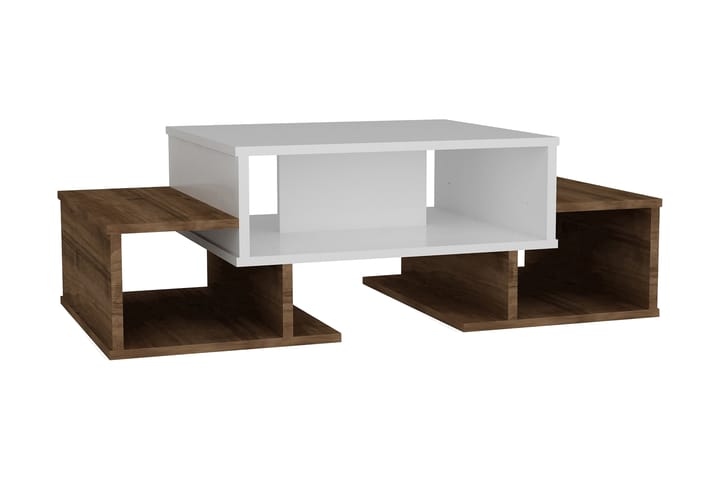 TOMASA Soffbord 103 cm med Förvaring Hyllor Vit/Valnötsbrun - Vit/Valnöt - Möbler - Vardagsrum - Soffbord & vardagsrumsbord - Soffbord