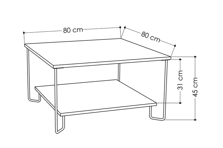 UTTORP Soffbord 80 cm med Förvaring Hylla Vit/Svart - Möbler - Vardagsrum - Soffbord & vardagsrumsbord - Soffbord