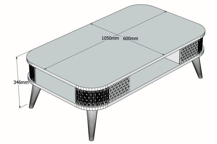 VARRED Soffbord 105 cm med Förvaring Hylla Runda Hörn Vit/Br - Vit/Brun/Ek - Möbler - Vardagsrum - Soffbord & vardagsrumsbord - Soffbord