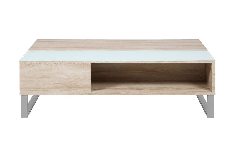 VERENA Soffbord 110 cm m Förvaring Hylla Glas/Ekfärg/Vit/Lju - Möbler - Vardagsrum - Soffbord & vardagsrumsbord - Soffbord