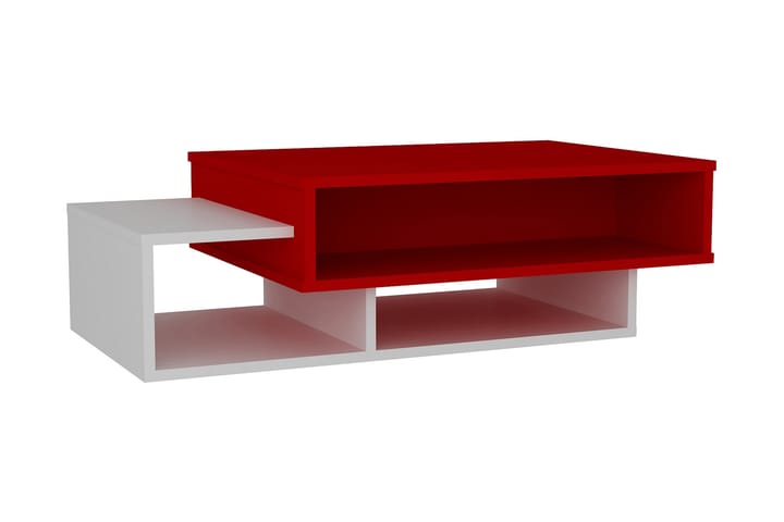 YANICE Soffbord 105 cm med Förvaring Hyllor Vit/Röd