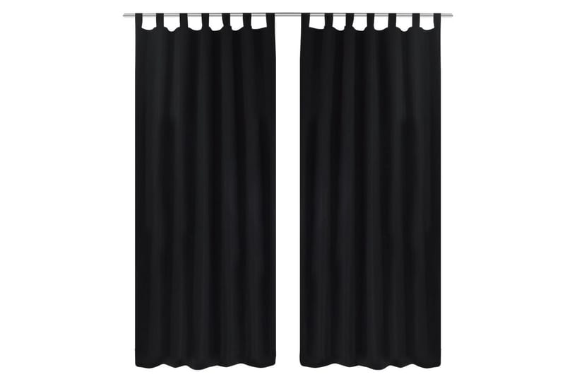 2-pack gardiner med öglor i svart microsatin 140x175 cm