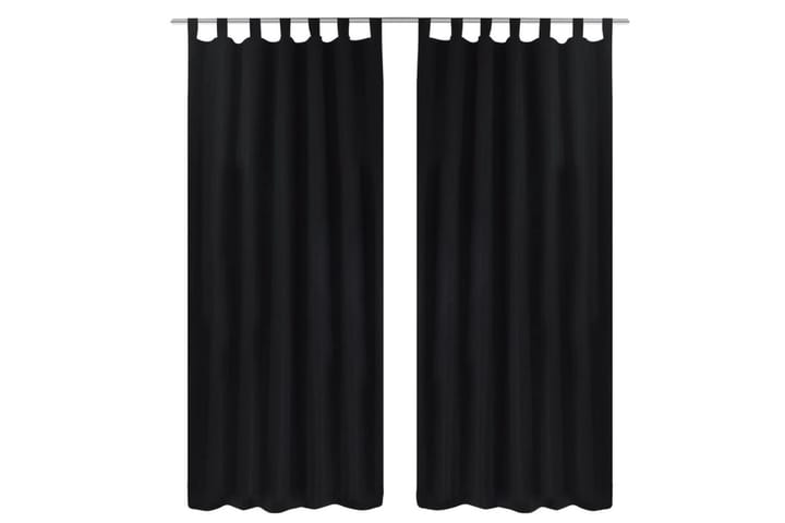 2-pack gardiner med öglor i svart microsatin 140x225 cm