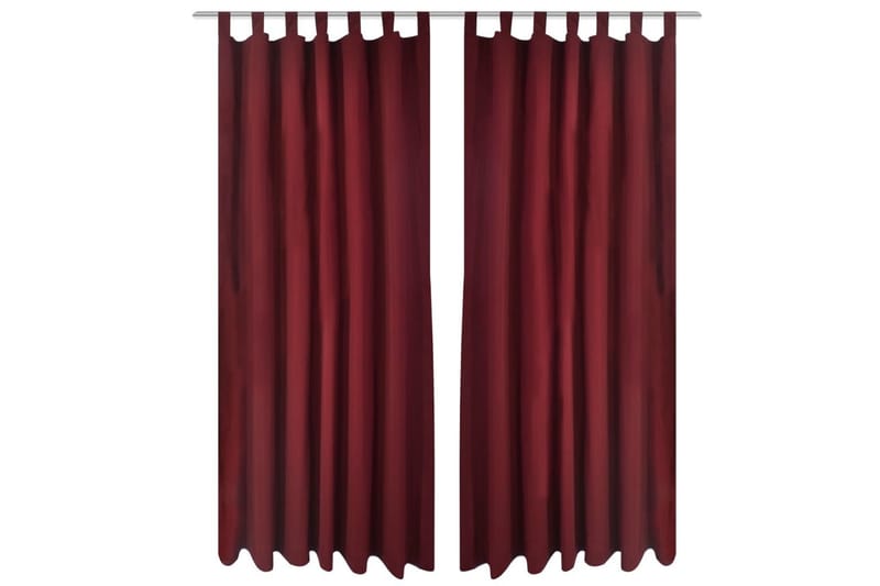 2-pack gardiner med öglor i vinröd microsatin 140x175 cm - Textilier & mattor - Gardiner & gardinupphängning