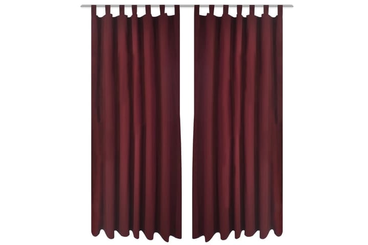 2-pack gardiner med öglor i vinröd microsatin 140x245 cm - Röd - Textilier & mattor - Gardiner & gardinupphängning