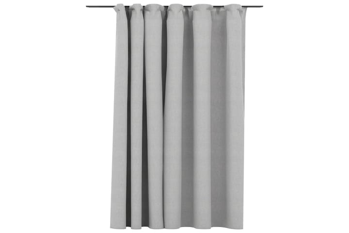 Mörkläggningsgardin med krokar linnelook grå 290x245 cm