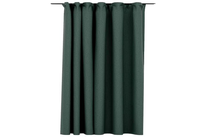 Mörkläggningsgardin med krokar linnelook grön 290x245 cm - Textilier & mattor - Gardiner & gardinupphängning