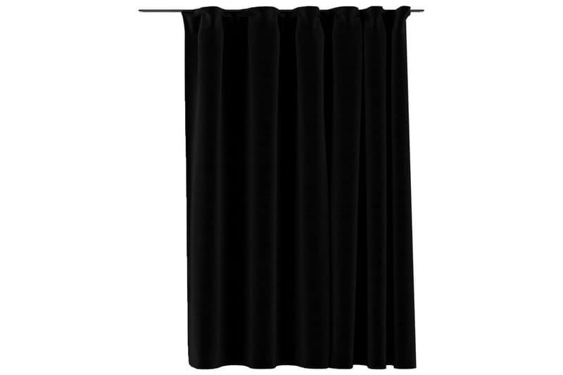 Mörkläggningsgardin med krokar linnelook svart 290x245 cm - Svart - Textilier & mattor - Gardiner & gardinupphängning