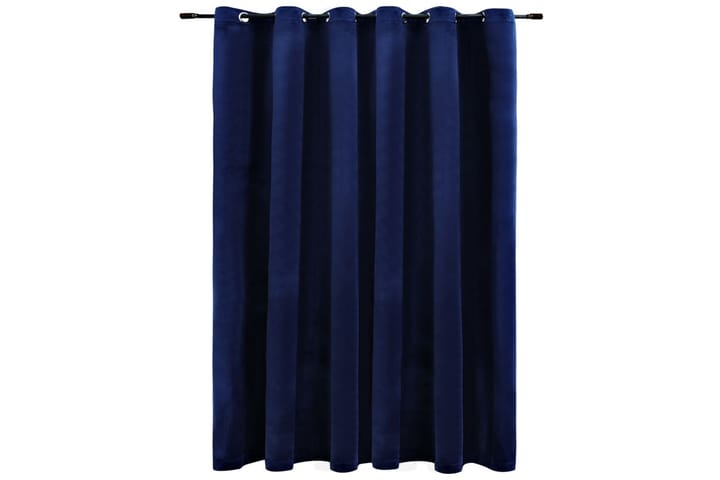 Mörkläggningsgardin med metallringar sammet mörkblå 290x245 - Textilier & mattor - Gardiner & gardinupphängning