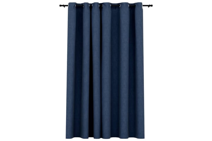 Mörkläggningsgardin med öljetter linnelook blå 290x245cm - Textilier & mattor - Gardiner & gardinupphängning