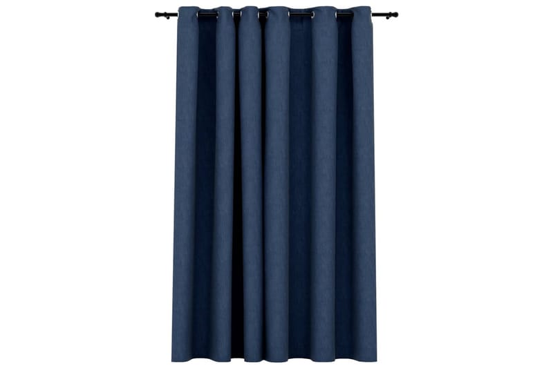 Mörkläggningsgardin med öljetter linnelook blå 290x245cm - Blå - Textilier & mattor - Gardiner & gardinupphängning