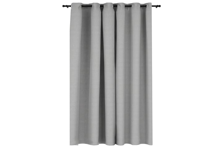 Mörkläggningsgardin med öljetter linnelook grå 290x245cm - Textilier & mattor - Gardiner & gardinupphängning