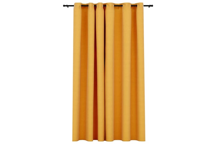 Mörkläggningsgardin med öljetter linnelook gul 290x245cm - Gul - Textilier & mattor - Gardiner & gardinupphängning