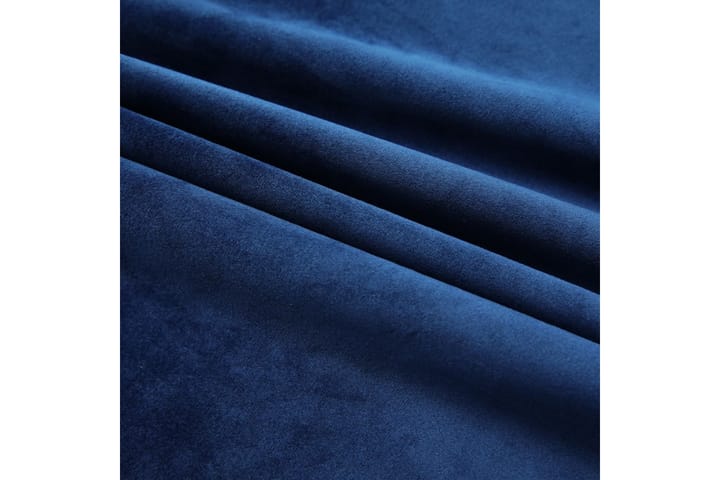 Mörkläggningsgardiner 2 st med krokar sammet mörkblå 140x225 - Textilier & mattor - Gardiner & gardinupphängning