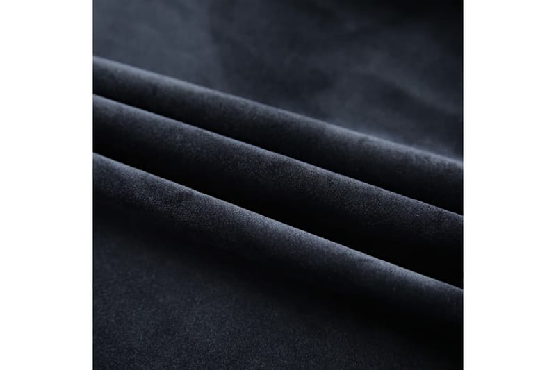 Mörkläggningsgardiner 2 st med krokar sammet svart 140x225 c - Svart - Textilier & mattor - Gardiner & gardinupphängning