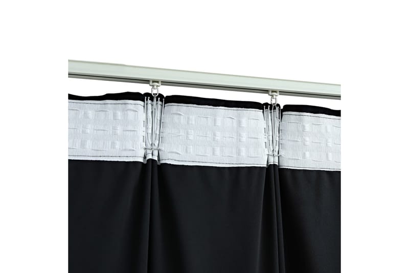 Mörkläggningsgardiner 2 st med krokar sammet svart 140x225 c - Svart - Textilier & mattor - Gardiner & gardinupphängning
