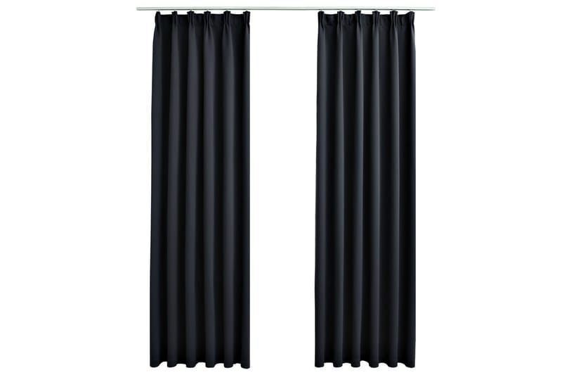 Mörkläggningsgardiner med krokar 2 st svart 140x225 cm - Textilier & mattor - Gardiner & gardinupphängning