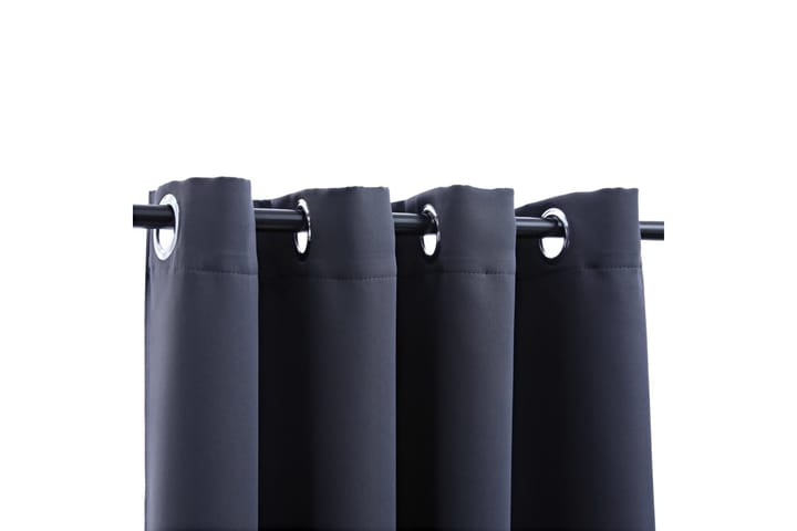 Mörkläggningsgardiner med metallringar 2 st 140x175 cm - Grå - Textilier & mattor - Gardiner & gardinupphängning