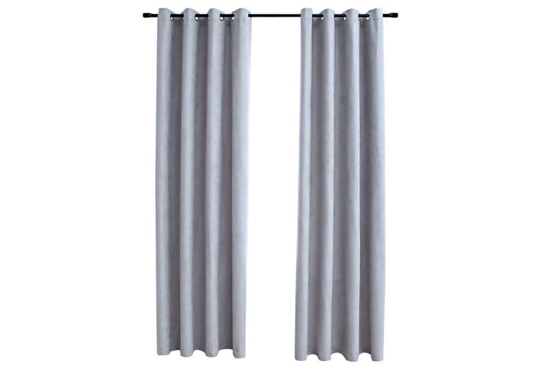 Mörkläggningsgardiner med metallringar 2 st grå 140x245 cm - Grå - Textilier & mattor - Gardiner & gardinupphängning