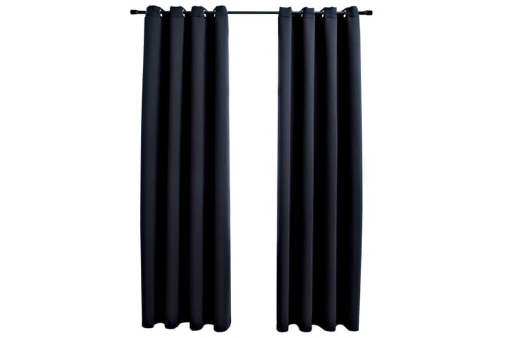 Mörkläggningsgardiner med metallringar 2 st svart 140x245 cm