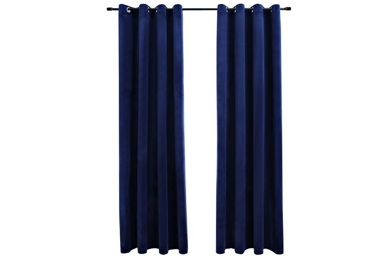 Mörkläggningsgardiner med ringar 2 st mörkblå sammet 140x175 - Textilier & mattor - Gardiner & gardinupphängning