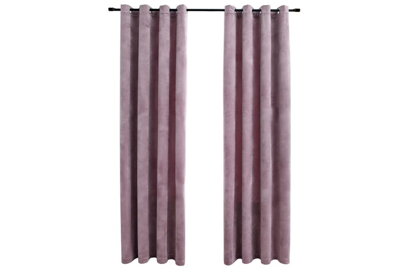 Mörkläggningsgardiner med ringar 2 st rosa sammet 140x225 cm - Textilier & mattor - Gardiner & gardinupphängning