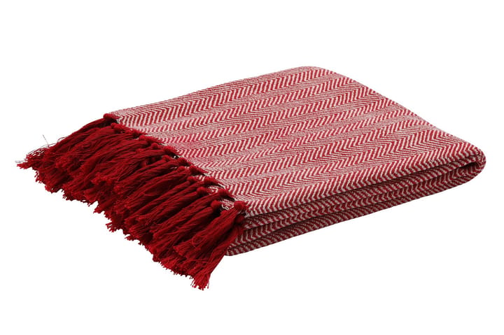 FISHBONE Pläd 170 Röd/Natur - Textilier & mattor - Sängkläder
