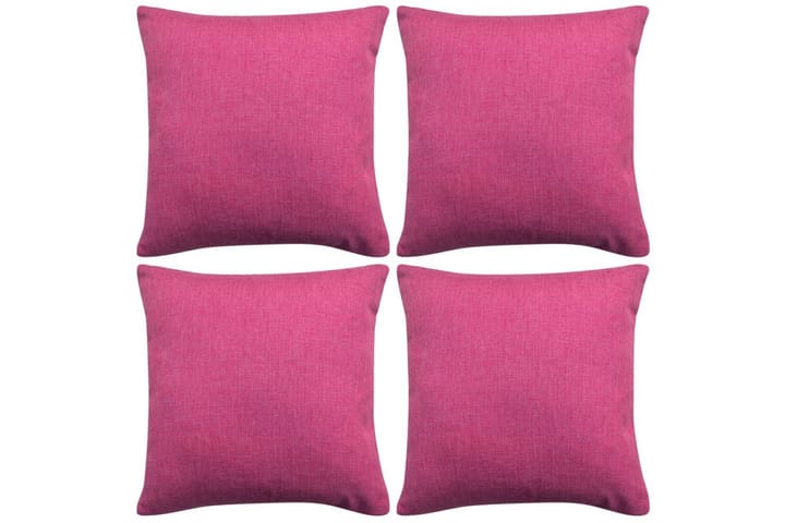 Kuddöverdrag 4 st linne-design 40x40 cm rosa - Rosa - Textilier & mattor - Kuddar & plädar - Prydnadskuddar & kuddfodral