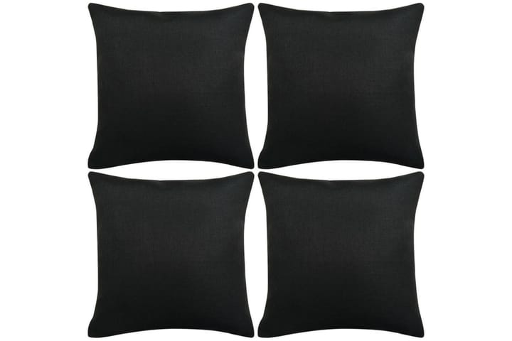 Kuddöverdrag 4 st linne-design 40x40 cm svart - Textilier & mattor - Kuddar & plädar - Prydnadskuddar & kuddfodral