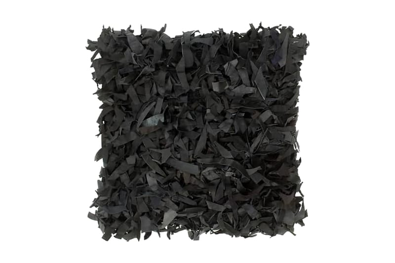 Kuddar 2 st långhårig svart 45x45 cm läder och bomull - Svart - Textilier & mattor - Kuddar & plädar