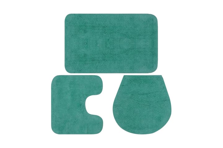 Badrumsmattor 3 st tyg turkos - Blå/Grön - Textilier & mattor - Mattor - Badrumsmattor