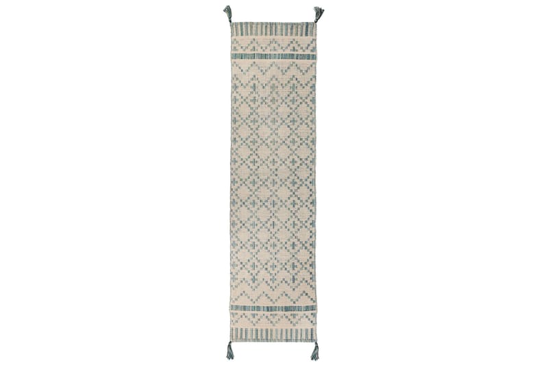 LEELA RUNNE Flatvävd matta 60x200 cm Elfenben/Turkos - Flair Rugs - Textilier & mattor - Mattor - Flatvävda mattor