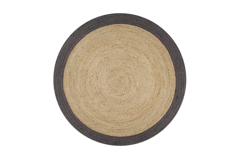 Handgjord jutematta med mörkgrå kant 150 cm - Grå - Textilier & mattor - Mattor - Modern matta - Jutemattor & sisalmattor