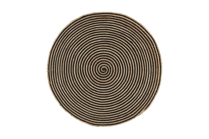Handgjord jutematta med spiraldesign svart 120 cm