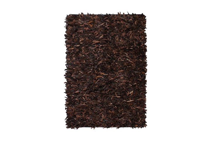 Shaggy-matta äkta läder 80x160 cm brun