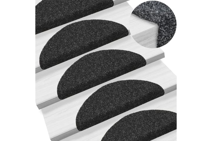 Trappstegsmattor självhäftande 10 st svart 56x17x3 cm brodyr - Svart - Textilier & mattor - Mattor - Specialmatta - Trappstegsmattor